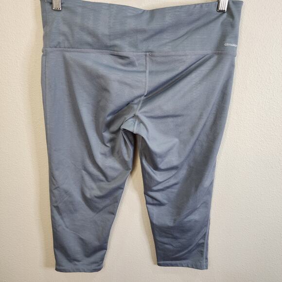Adidas Cropped Leggings Womens Size Large Gray Mid Rise Climalite Pocket Stretch - Picture 3 of 5